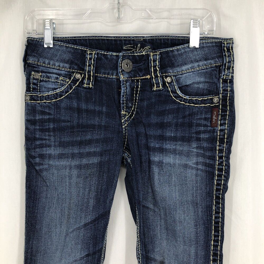 Silver Jeans Mckenzie Capri Flap Pocket Bermuda Denim Retro Rock Jeans 27 29x21